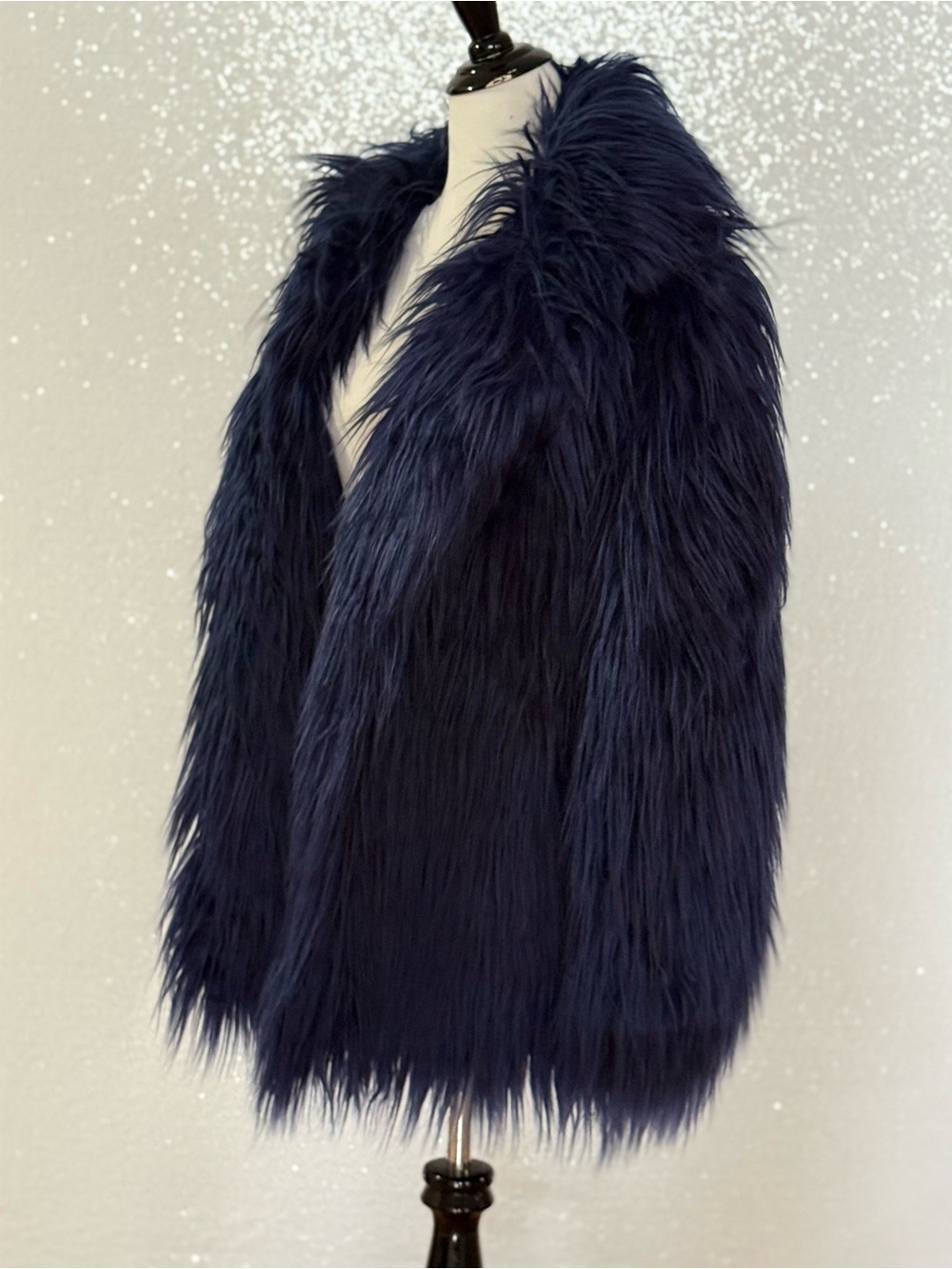 Azalea Wang Breckenridge Blue Faux Fur Coat Medium NWT Long Shaggy Plush Y2K - Picture 7 of 15